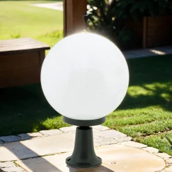 Sockelleuchte Kugel Schirm 37cm klein IP43 E27 Schwarz