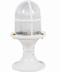 Sockelleuchte Messing Glas E27 IP54 28 cm Weiß Maritim