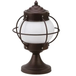 Sockelleuchte Messing Glas E27 IP43 30 cm rund Maritim