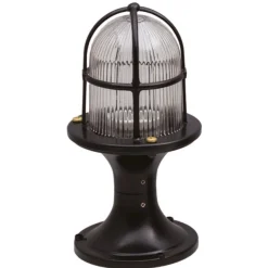 Sockelleuchte Messing Glas 28 cm IP54 Schwarz massiv