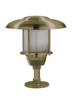 Sockelleuchte Messing Glas E27 IP64 32 cm hoch Maritim