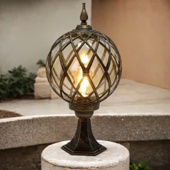 Sockelleuchte Schwarz Kupfer Außen Rustikal Retro