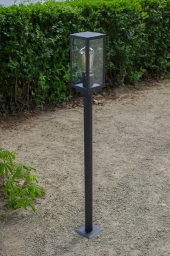 Sockelleuchte Vintage Aluminium Schwarz IP44 E27 100 cm