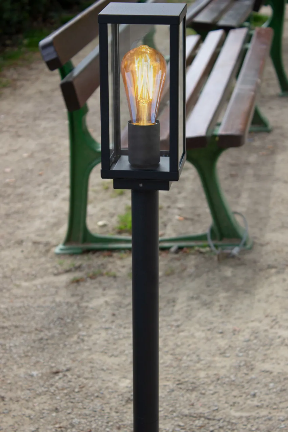 Sockelleuchte Vintage Aluminium Schwarz IP44 E27 100 cm