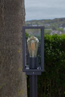 Sockelleuchte Vintage Aluminium Schwarz IP44 E27 100 cm