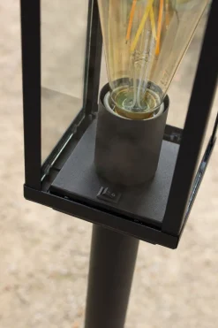 Sockelleuchte Vintage Aluminium Schwarz IP44 E27 50 cm