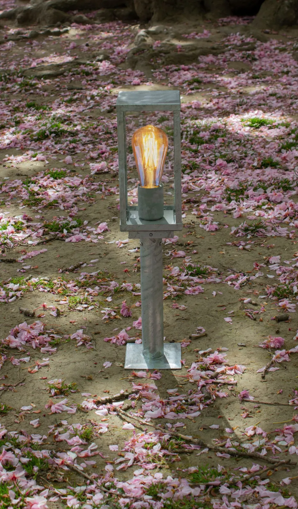 Sockelleuchte Vintage Aluminium in Zink IP44 E27 50 cm