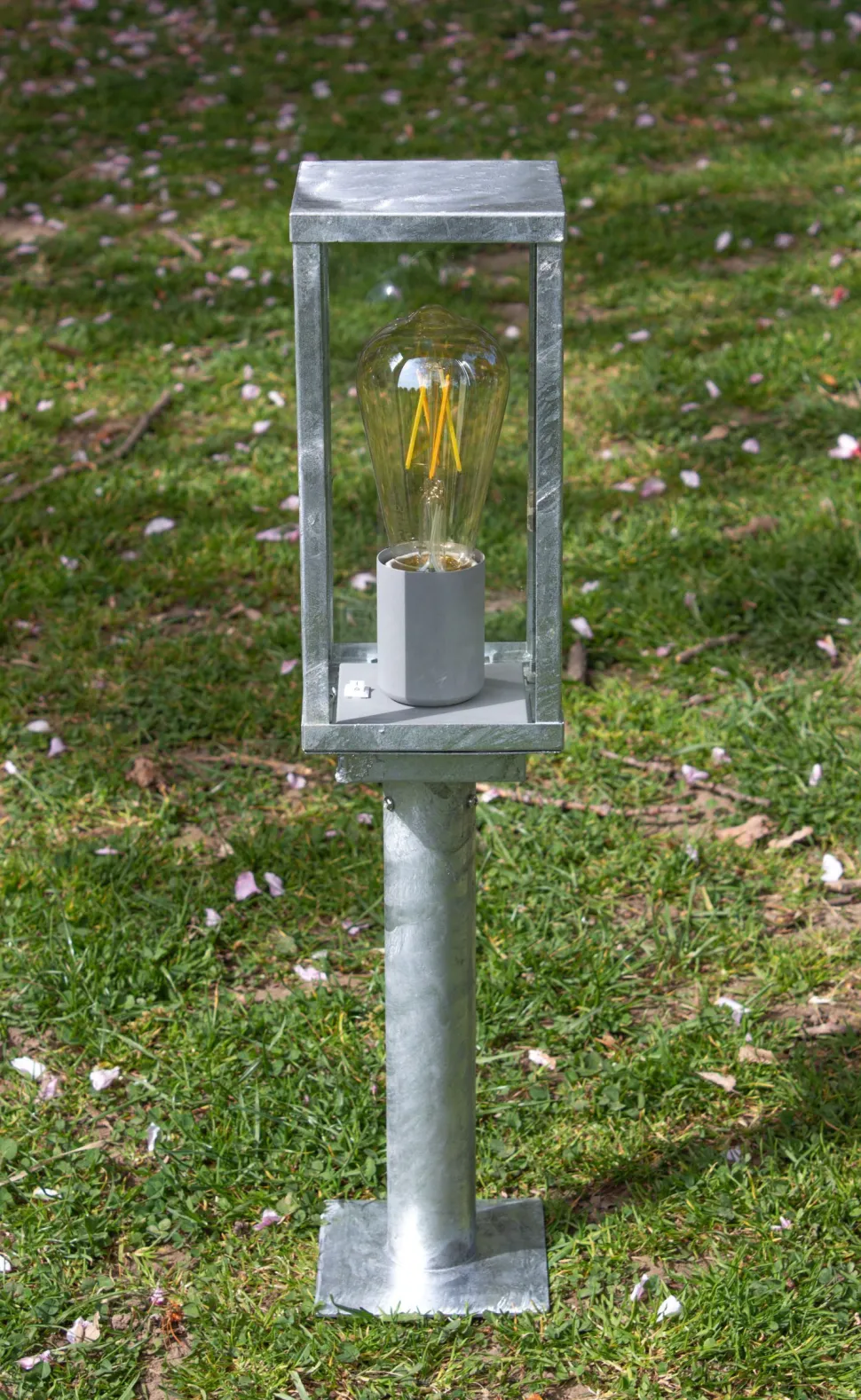 Sockelleuchte Vintage Aluminium in Zink IP44 E27 50 cm