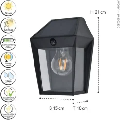 Solar Wandlampe mit Bewegungssensor E27 IP44 H:20,5 cm