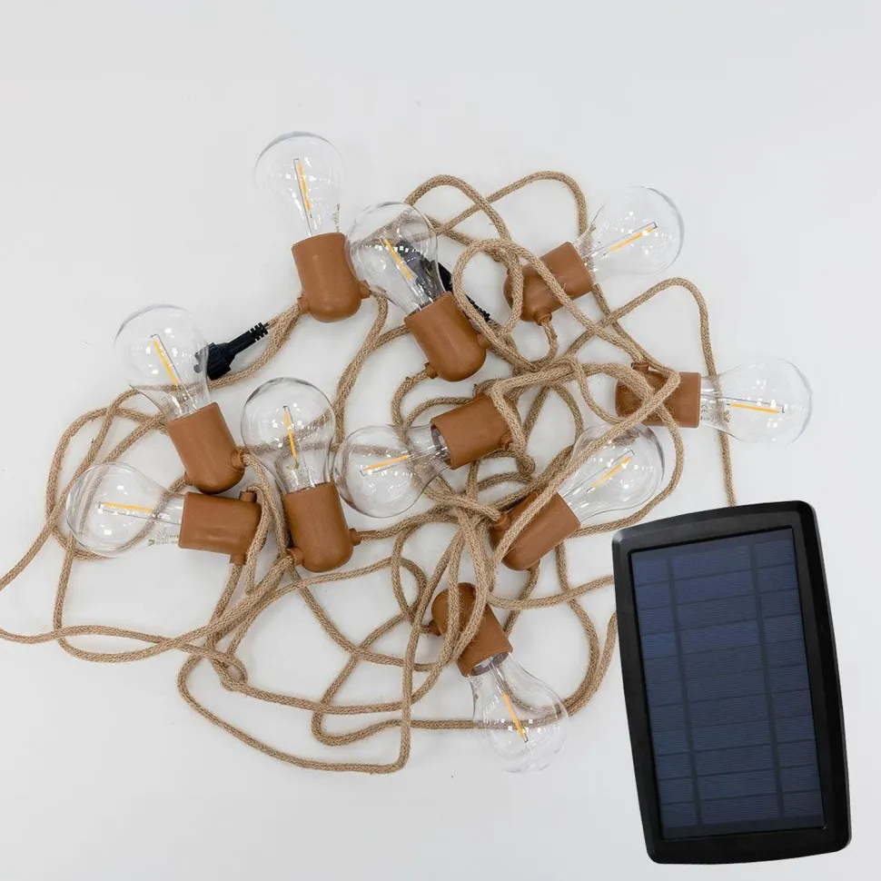 Solarlichterkette außen LED 2700K Jute IP44 5m lang