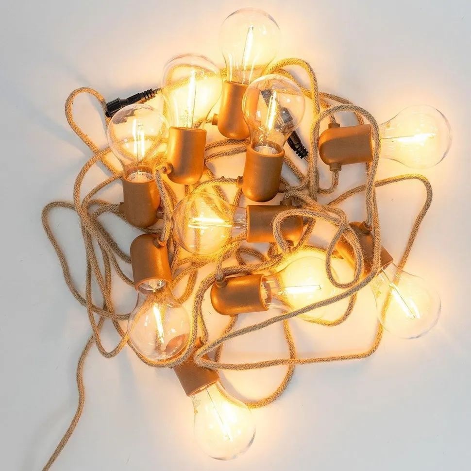 Solarlichterkette außen LED 2700K Jute IP44 5m lang