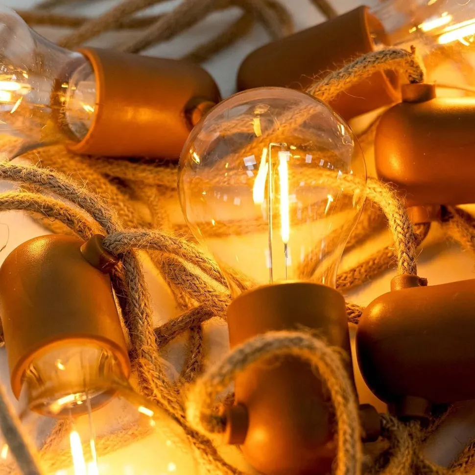 Solarlichterkette außen LED 2700K Jute IP44 5m lang