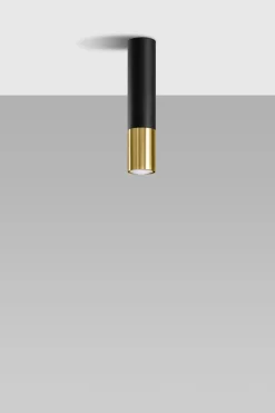 Spot Decke Schwarz Gold H: 29 cm Ø 6 cm Zylinder schmal