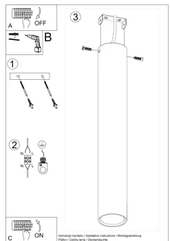 Spot Deckenleuchte Weiß 40 cm hoch Ø 6 cm Metall Modern