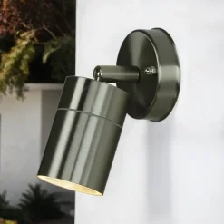Spot Lampe außen Edelstahl IP44 GU10 Haus Wand COLLINS