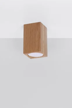 Spot Lampe Decke Holz klein H: 10 cm eckig GU10