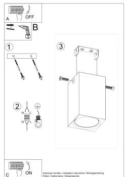 Spot Lampe Decke Holz klein H: 10 cm eckig GU10