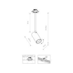 Spot Lampe Decke Unterputz verstellbar GU10 in Schwarz Messing