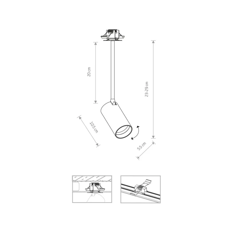 Spot Lampe Decke Unterputz verstellbar GU10 in Schwarz Messing