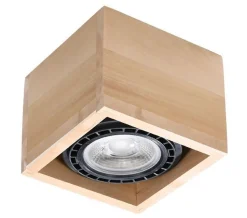 Spot Lampe Holz quadratisch B: 14 cm klein flach GU10