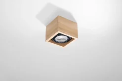 Spot Lampe Holz quadratisch B: 14 cm klein flach GU10