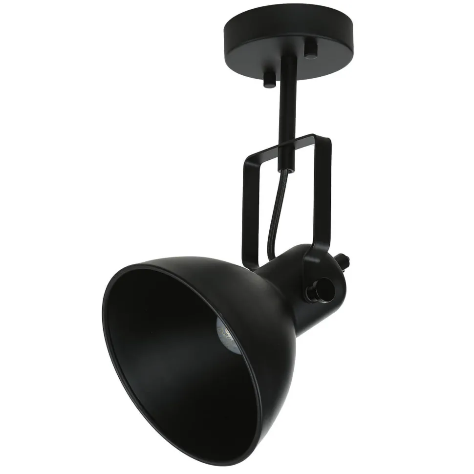 Spot Lampe Schwarz Metall rund Retro DALLAS