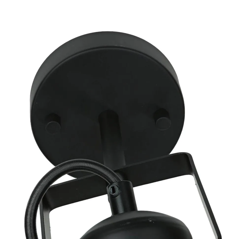 Spot Lampe Schwarz Metall rund Retro DALLAS