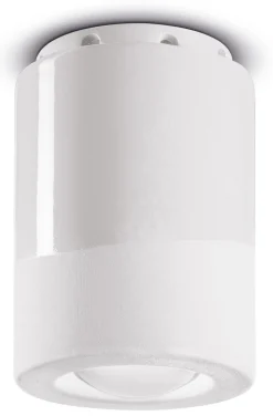 Spot Leuchte Decke Keramik rund D: 8,5 cm Aufputz Weiß