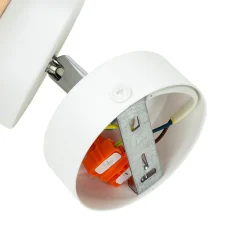 Spot Leuchte Weiß Modern rund Holz Lampe