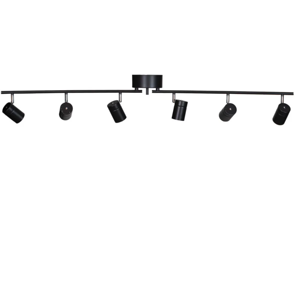 Spot Strahler groß 124 cm lang Metall GU10 6-flammig Schwarz