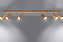 Spot Strahler Holz 120 cm lang 6-flammig schwenkbar