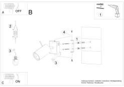Spot Wand Schwarz verstellbar B: 8 cm klein Metall GU10
