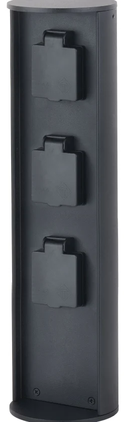 Steckdosensäule drei Steckdosen Aluminium IP44 40 cm