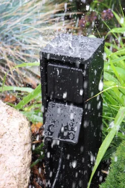 Steckdosensäule Schwarz 31 cm max 3500 W IP54 Aluminium