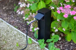 Steckdosensäule Schwarz 24 cm max 3500 W IP54 Aluminium