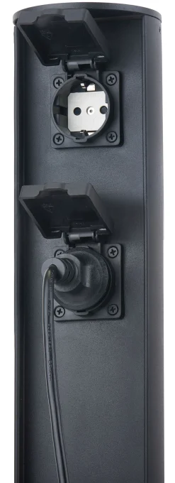 Steckdosensäule zwei Steckdosen Aluminium IP44 40 cm