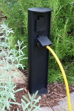Steckdosensäule zwei Steckdosen Aluminium IP44 40 cm