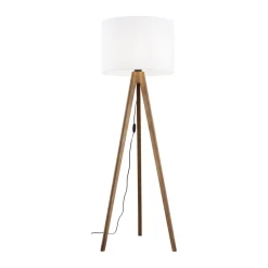 Stehlampe 145 cm klein Dreibein Stoff Holz E27 NOLAN