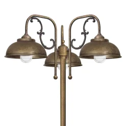 Stehlampe außen IP44 210 cm 3-flammig E27 Messing massiv