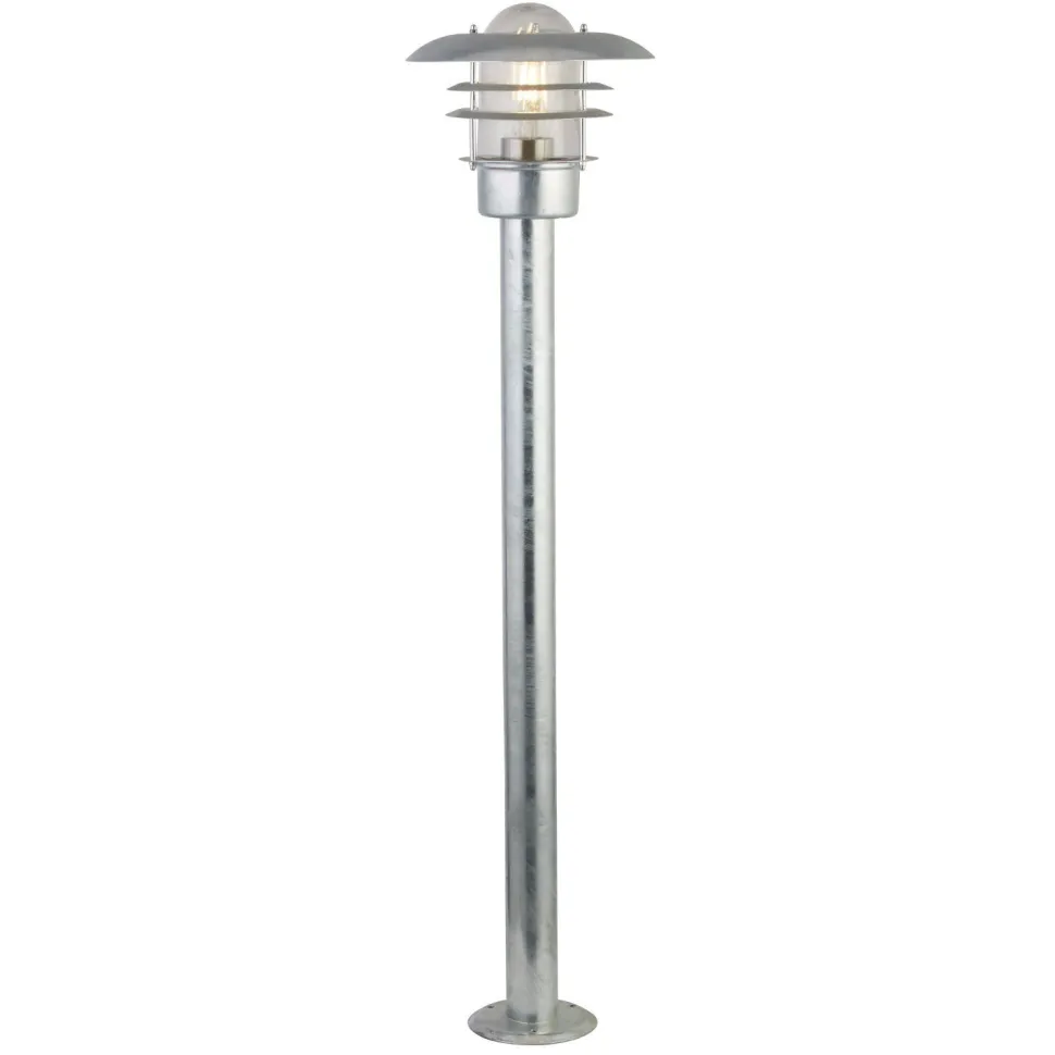 Stehlampe außen IP44 E27 98 cm in Silber Glas Metall