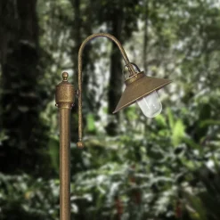 Stehlampe außen IP44 E27 148 cm Messing Glas Maritim