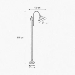 Stehlampe außen IP44 E27 148 cm Messing Glas Maritim