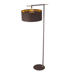 Stehlampe Braun Gold 162cm Stoff Schirm Wohnzimmer