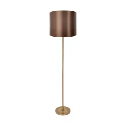 Stehlampe E27 160,5 cm in Bronze hell Braun Messing Stoff
