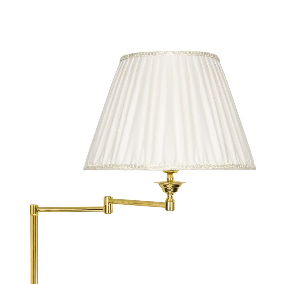 Stehlampe Gelenkarm 162 cm Messing Stoff E27 Wohnzimmer