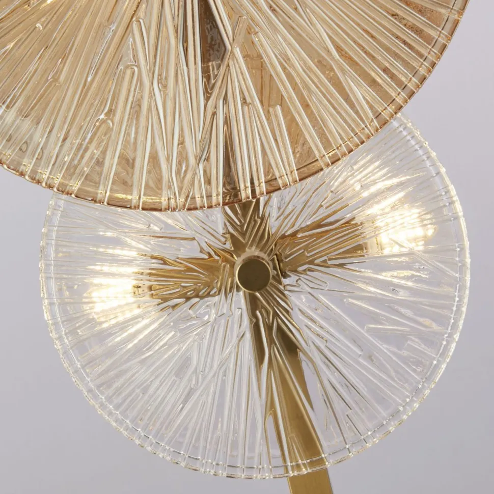 Stehlampe Glas Metall 151 cm Messing Bernstein Klar 6x G9