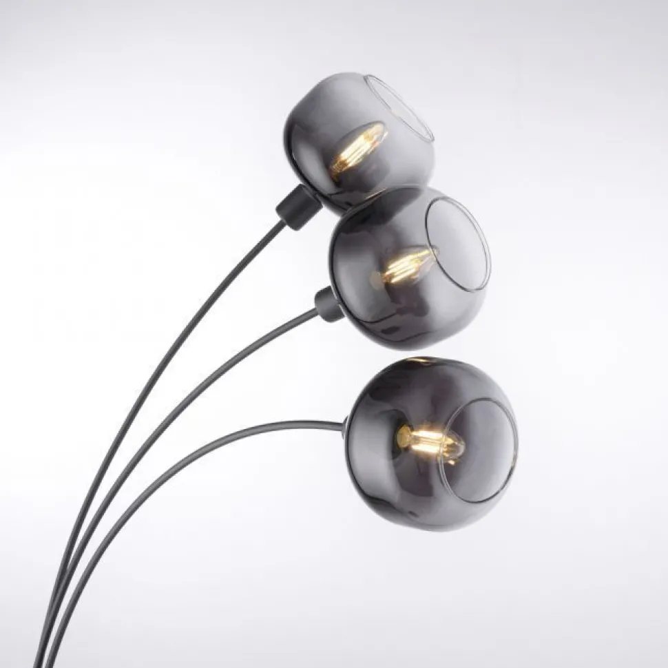 Stehlampe Glas Metall Rauchgrau Schwarz E14 160 cm hoch