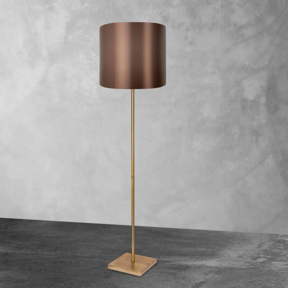 Stehlampe in Bronze hell Braun E27 160,5 cm Messing Stoff