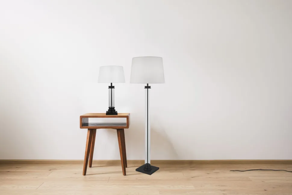 Stehlampe klein 156 cm Schwarz Weiß E27