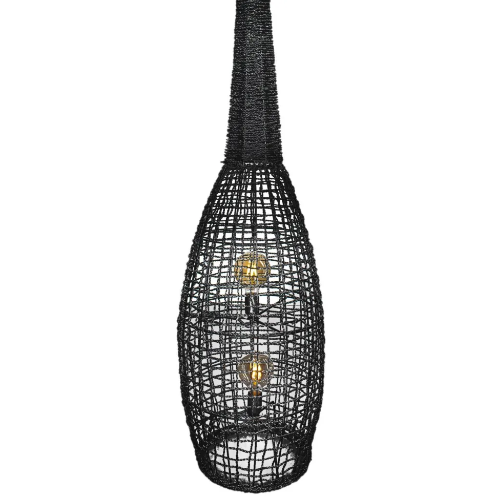 Stehlampe klein 120 cm Schwarz E27 aus Seegras Korb